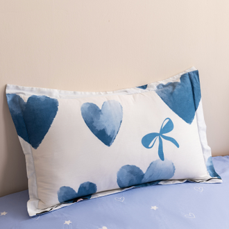 Комплект постельного белья Сатин со стеганым одеялом цвет Панда blue 100% хлопок OBK006 размер 150*210 см(180*220 см)