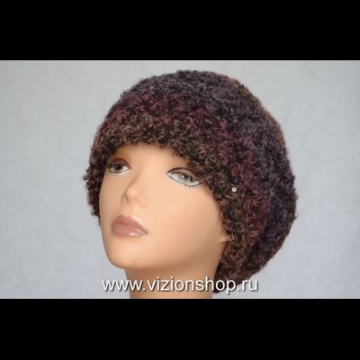 Модный женский берет зима 2020 вязаный Vizio Италия 6480 бордовый