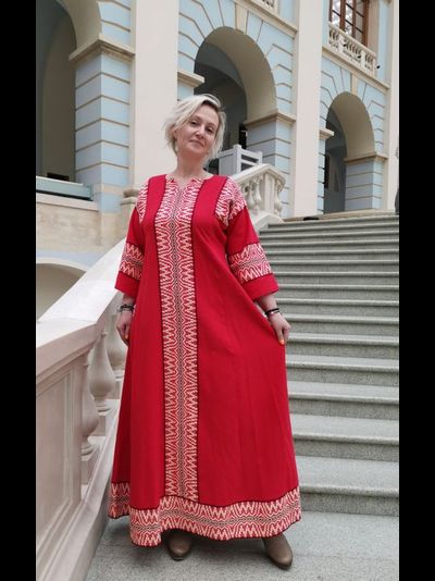 Платье &quot;Красный Рассвет&quot; ручное ткачество