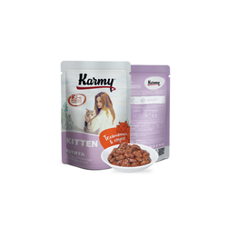 Пауч Karmy (Карми) влажный корм (пауч) для котят и кормящих кошек, телятина в соусе 80 г