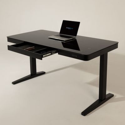 Умный стол 140×70 чёрный | закалённое стекло