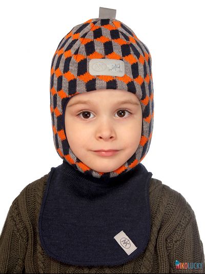 Шапка-шлем  20101-03, темно-синий, серый, оранжевый р. 48-50