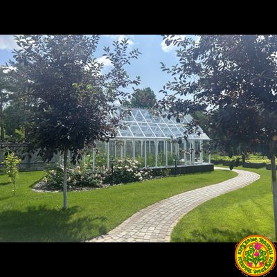 Базовая комплектация теплицы из стекла и алюминия БРИСТОЛЬ размером 8000 х 4000 мм