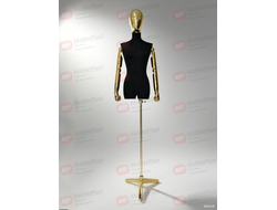 G-66B Манекен портной демонстрационный женский черный шарнирные руки золото
