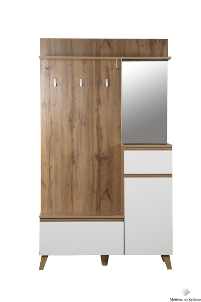 Авалон 53.11 Шкаф для прихожей (с зеркалом) Дуб вотан/Белый