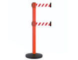 Имидж столбик с лентой Barrier Belt 11R COLOR. C двумя встроенными сигнальными лентами 3,65 метра. Создает видимый барьер, столбик усиленный, двух-ленточного типа для опасных зон.