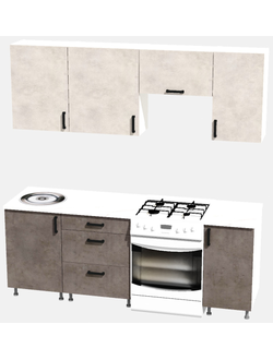 Кухня Эконом 1,5 метра (1100х400) Цвет: Цемент светлый/Цемент темный