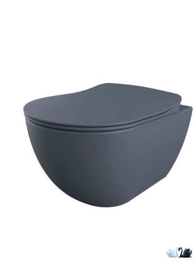 Унитаз CREAVIT FREE Basalt Mat Set c инсталляцией - комплект с сиденьем, клавишей DROP в цвете Steel Blue (FE320-11BM00E-0000 + GR5003.01 + GP2002.05 + KC0903.01.0600E)