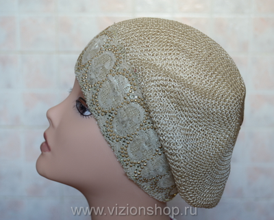 Берет с кружевом летний Vizio 4813 бежевый