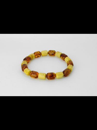 Браслет из натурального янтаря "Бочонок" на резинке  04346