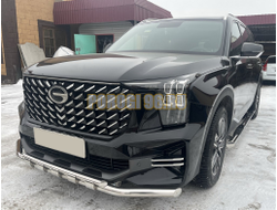 Защита переднего бампера двойная с перемычками ПапаТюнинг для GAC GS8 2023-