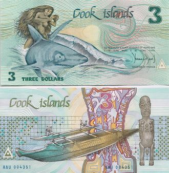Острова Кука 3 доллара 1987 г.