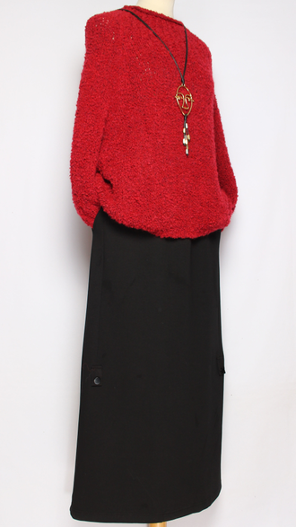 Юбка плотная трикотажная "Клепки шлица" черная р.44,46