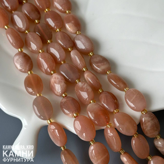 "Солнечный камень" оранжевый полевой шпат овалы 10x14 мм, цена за нить 19 см