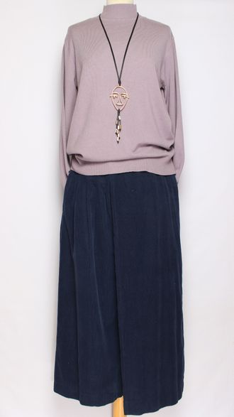 БРЮКИ-ЮБКА  вельветовые "СКЛАДКА СПЕРЕДИ" синие р.48-52