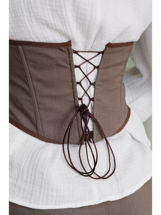 Вечерний корсет пояс на шнуровке коричневый