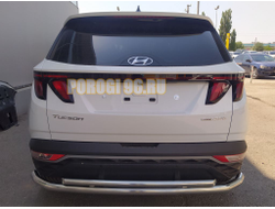 Защита заднего бампера двойная d60/42 для Hyundai Tucson 2021-