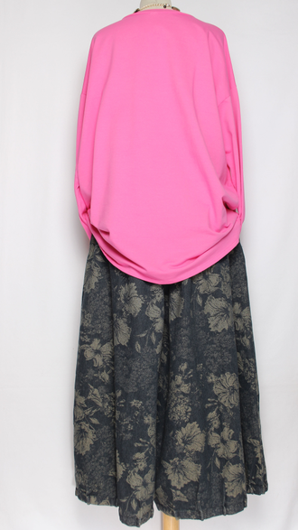 Джемпер Бохо хлопок "Цветок пайетки" фуксия, голубой до р.54