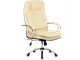 Кресло для руководителя из натуральной кожи LUX11 Бежевый + Хромированное пятилучие