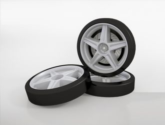 Объемные пластиковые колеса  (серебро)