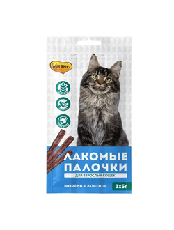 Лакомство Мнямс лакомые палочки 13,5 см для кошек с форелью и лососем 3х5 г