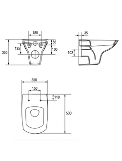 Инсталляция Cersanit LINK PRO с подвесным унитазом CARINA NEW CLEAN ON 4 в 1