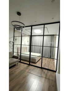 перегородка развдижная, прозрачное стекло