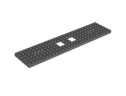 Train Base 6 x 28 with 3 Round Holes Each End and 2 x 2 Cutouts, Dark Bluish Gray (92339 / 4594847)