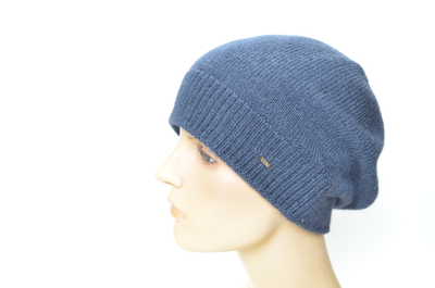 синий берет из альпака и шелка