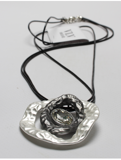 Подвеска "Кольца и большой камень" серебро и тёмный металл