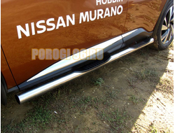 Защита порогов d76 с проступями Slitkof для Nissan Murano 2016-