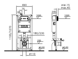 Комплект: подвесной безободковый унитаз с тонким сиденьем с микролифтом, инсталяцией и панелью управления, Vitra Sento Rim-Ex, 9830B003-7207