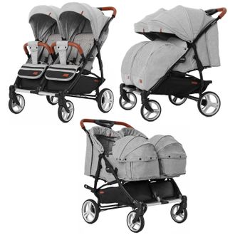 Коляска 2в1 для двойни Carrello Connect Rock Grey