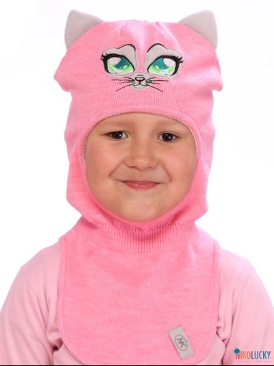 Шапка-шлем "Мур-мяу" 20201-01, цвет розовый, р. 52-54