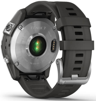 Умные часы Garmin Fenix 7 серебристый с графитовым силиконовым ремешком