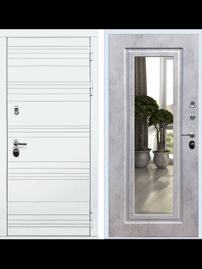 Входная дверь Rx14 с панелью зеркало ФЛЗ 120 темный бетон