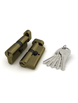 Цилиндровый Fuaro (Фуаро) механизм с вертушкой R302/60 mm-BL (25+10+25) AB бронза 5 кл. БЛИСТЕР