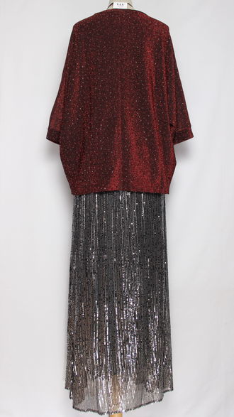 Юбка  трикотажная "Пайетки" черная\серебро р.54,56,58,60, черная\черная р.58