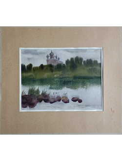 "Староладожский пейзаж" бумага акварель Дубицкая Л.Б. 1985 год
