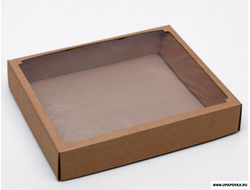 Коробка картонная с  окном 37 x 32 x 7 см Бурый