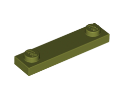 Plate, Modified 1 x 4 with 2 Studs without Groove, Olive Green (92593 / 6024727)