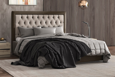 Кровать Мартина (латте/капучино с пуговицами) 1800х2000 (БравоМебель)