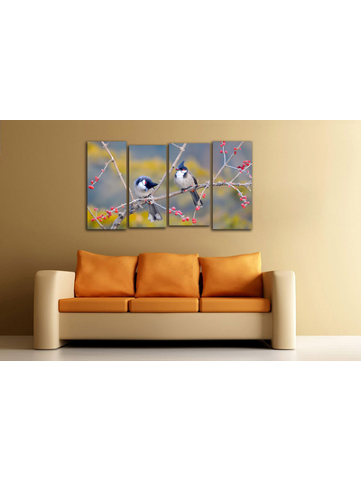 Модульная картина "Свирестелы на веточке"