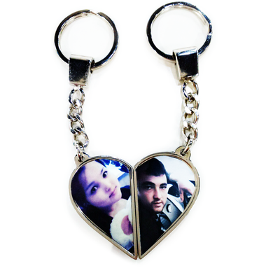 Комплект для изготовления брелков в виде половинок сердца (заготовки с бортиками), 10 комплектов. Усиленное крепление!