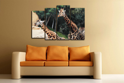 Модульная картина "Дружные жирафы"