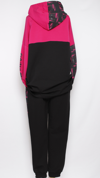 КОСТЮМ ХУДИ НА МОЛНИИ И БРЮКИ"ФУКСИЯ" р.50