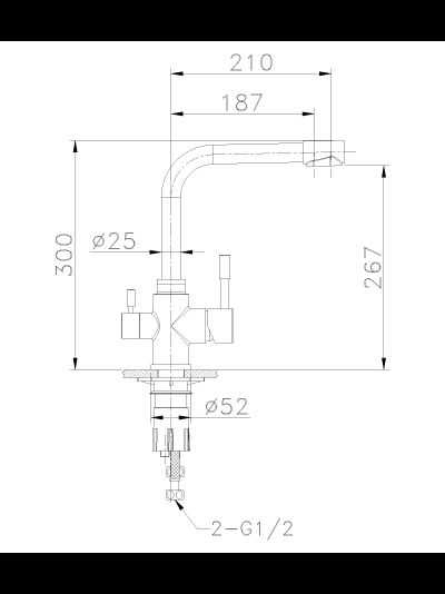 Смеситель для кухни из нержавеющей стали с подключением к фильтру с питьевой водой Lemark Expert LM5061S