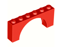 Arch 1 x 6 x 2 - Thin Top without Reinforced Underside, Red (12939 / 6040248)