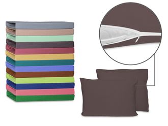 Наволочки Cleo трикотажные на молнии 50х70 100% хлопок (2шт.) (шоколад) 57/15