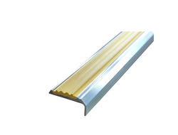 Угол-порог противоскользящий алюминиевый 40х14 мм, с ЖЕЛТОЙ резиновой вставкой, длина 2,7 м. [52993]